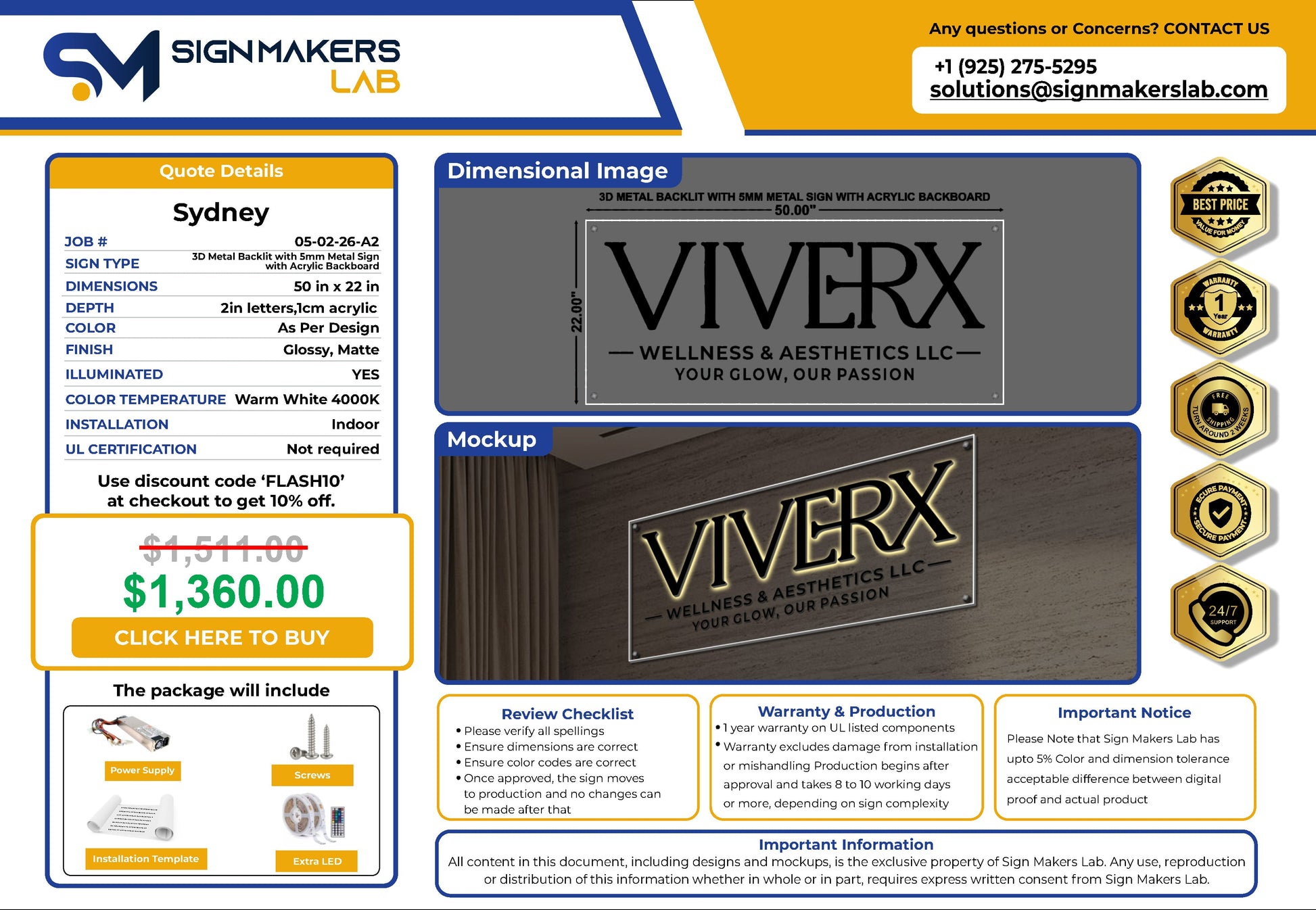 VIVE RX SPA 3D Metal Back-Lit Signmakerslab
