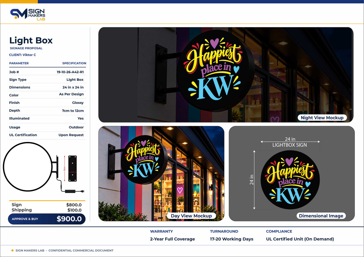 Happiest place in KW lightbox sign 24 inches
