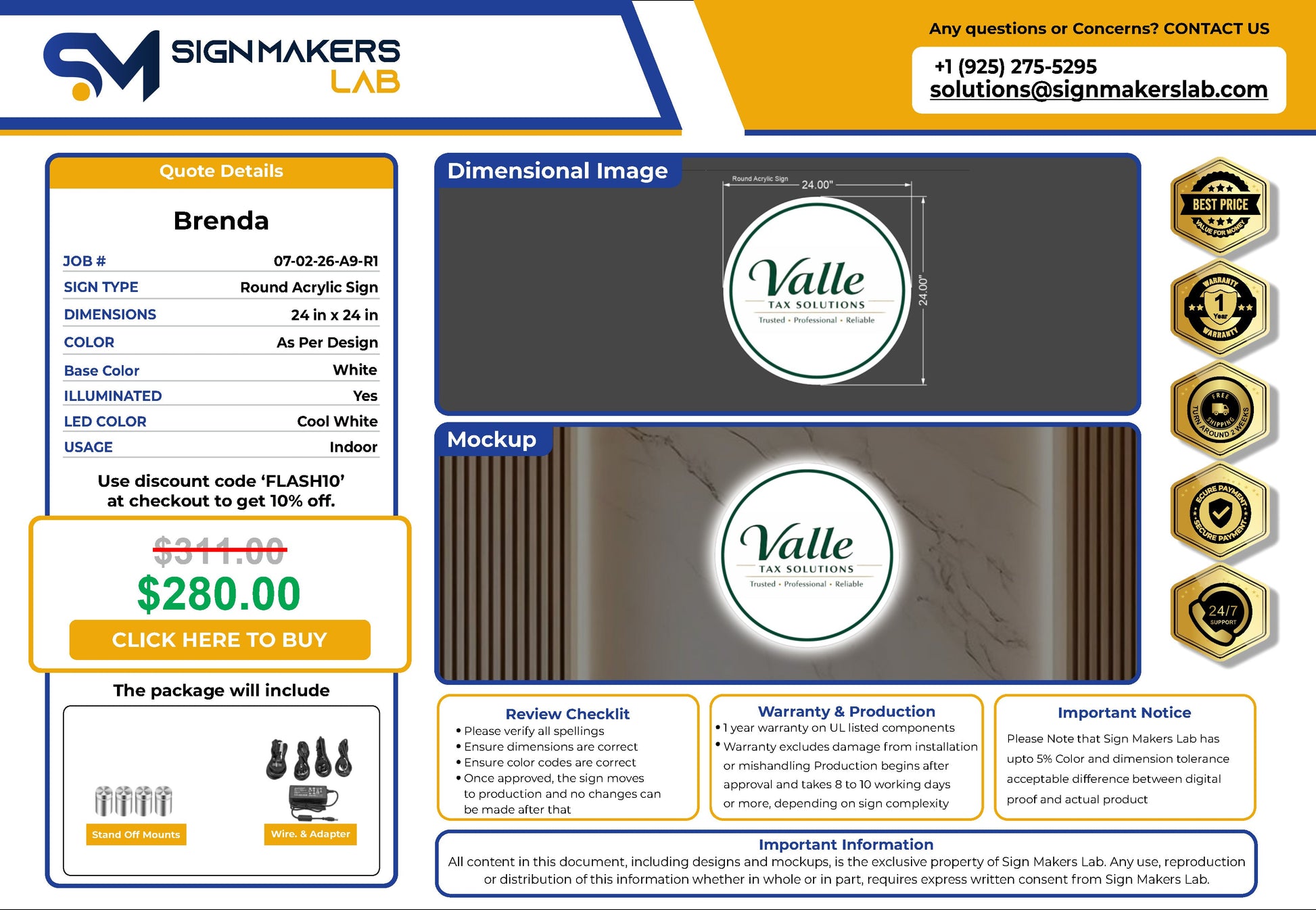 Valle Tax Solutions Round Acrylic Sign V1 Signmakerslab