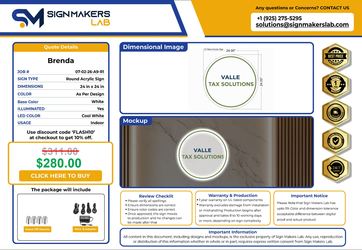 Valle Tax Solutions Round Acrylic Sign Signmakerslab