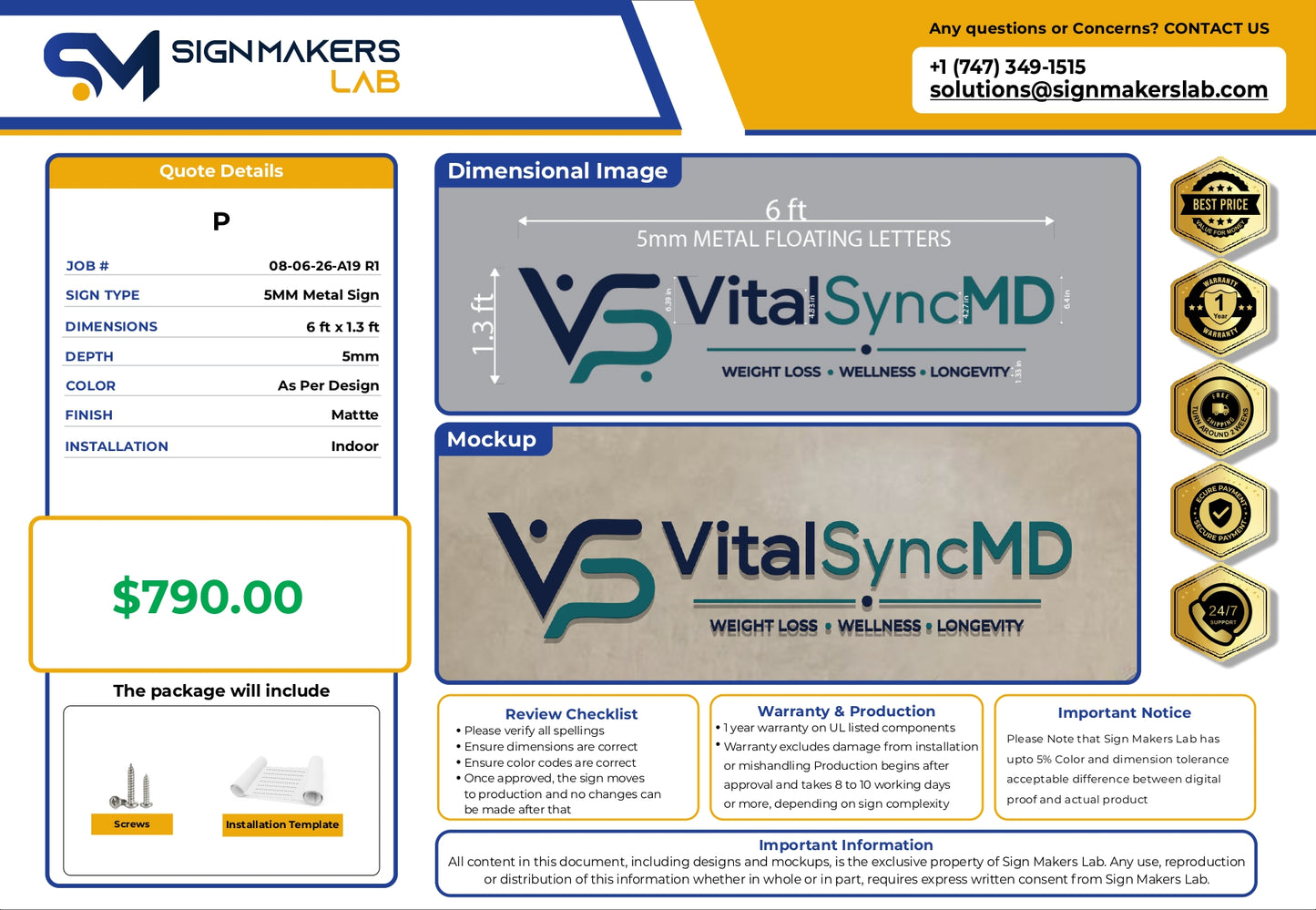 VitalSynMD-5mm Metal Floating Sign