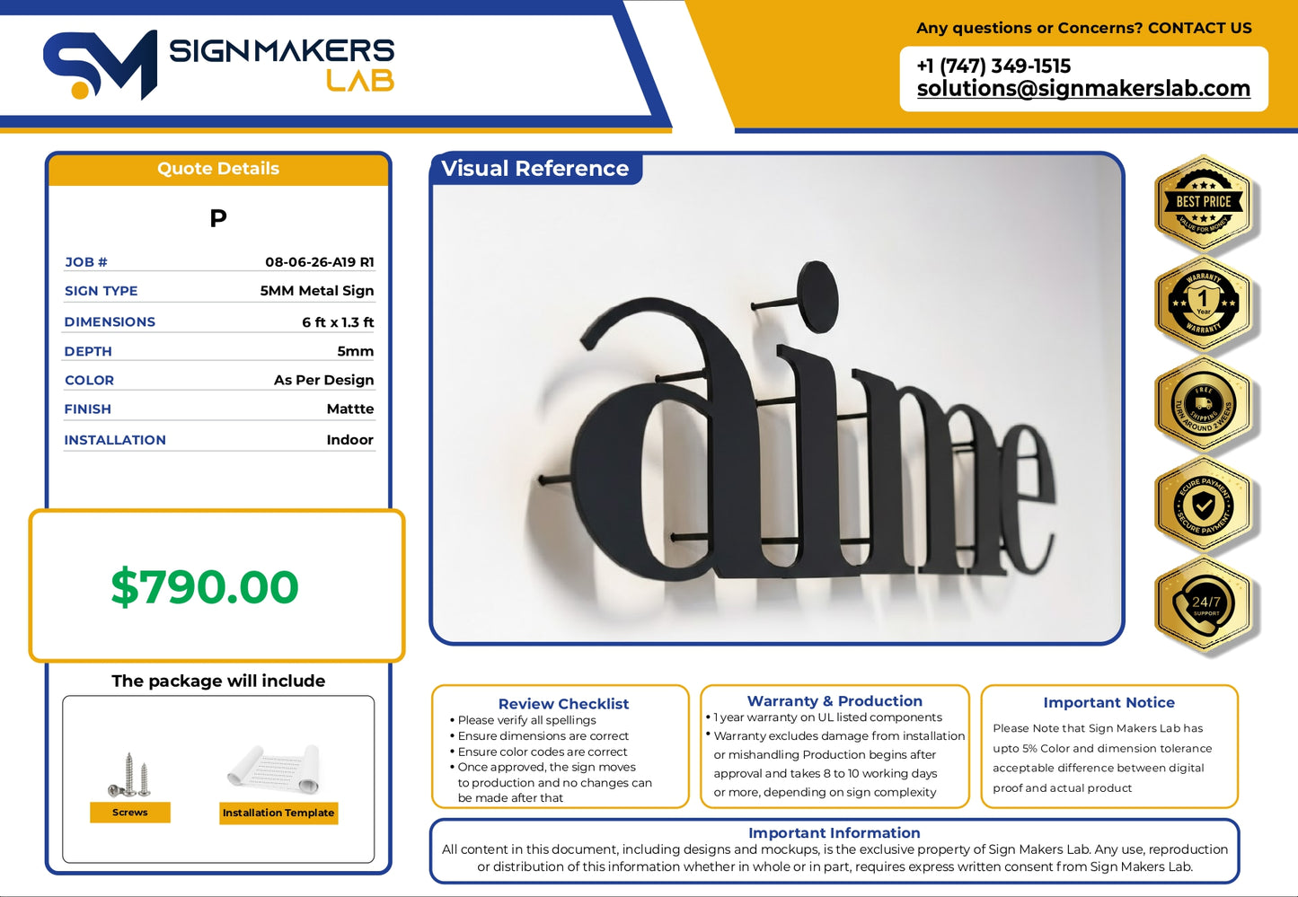 VitalSynMD-5mm Metal Floating Sign