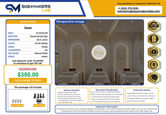 JB wellness & Aesthetics  Round Acrylic Sign Signmakerslab