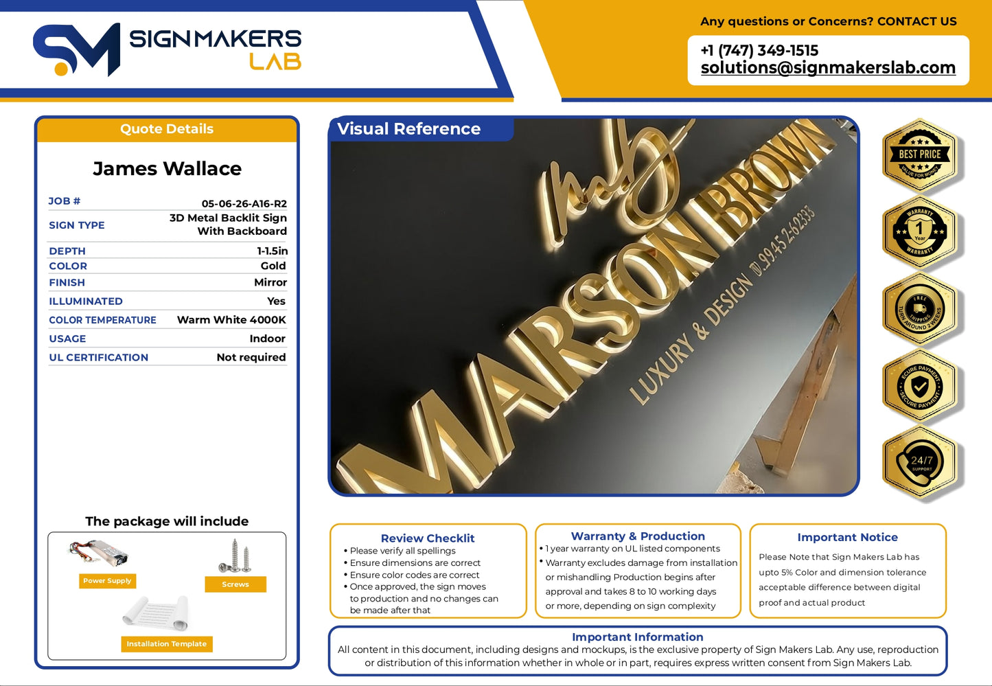 3D Metal Back-lit Sign with Acrylic Backboard-Wallace Law Office-58x37"