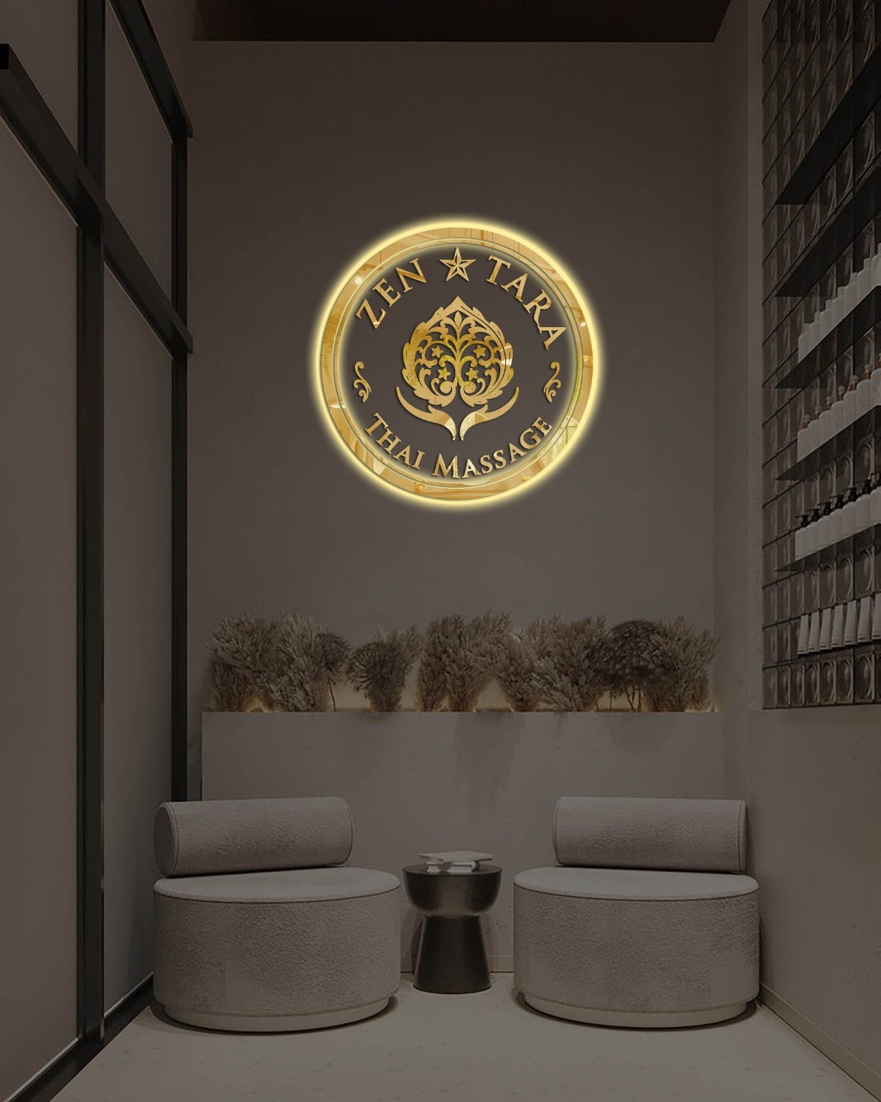 Zen Tara Thai Massage Round Acrylic Sign