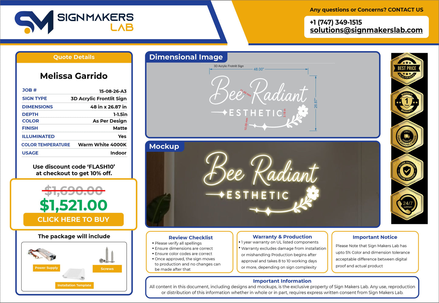 Bee Radiant Front Lit Sign