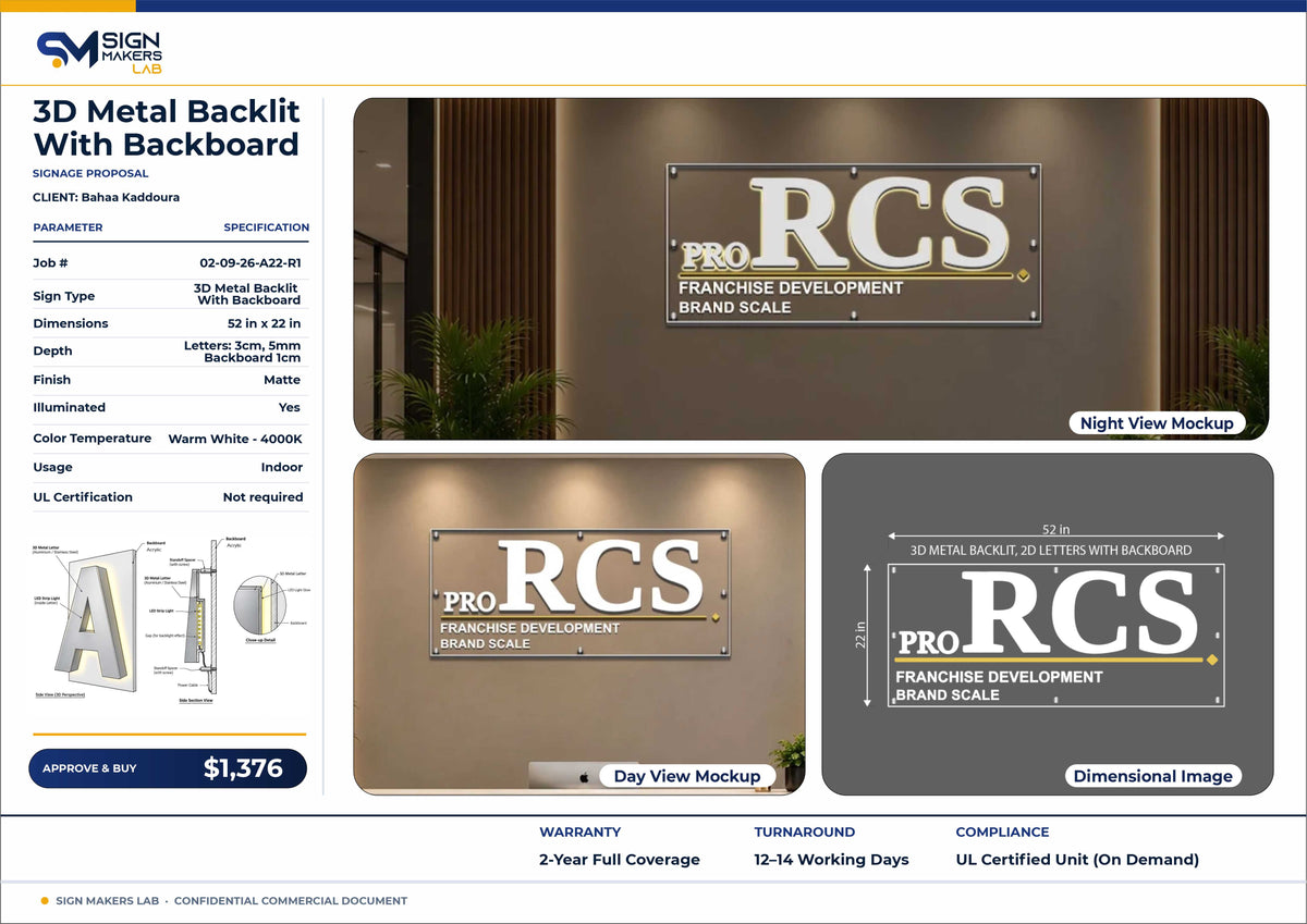 RCS Metal Backlit Sign