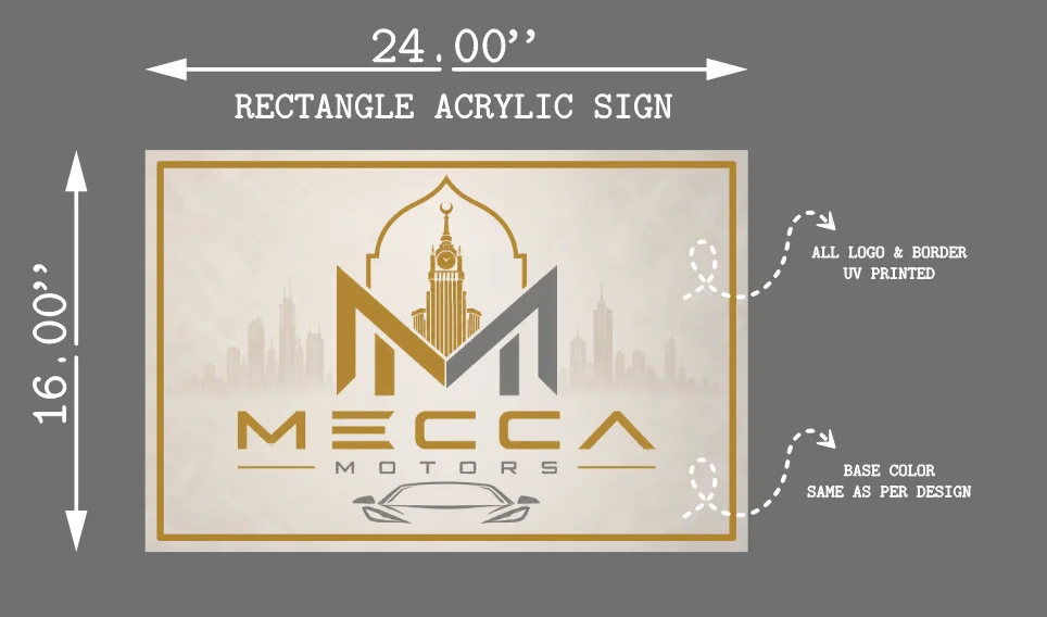 MECCA Motors Acrylic LED Sign