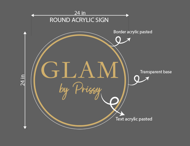 Glam by Prissy  Round Acrylic Sign