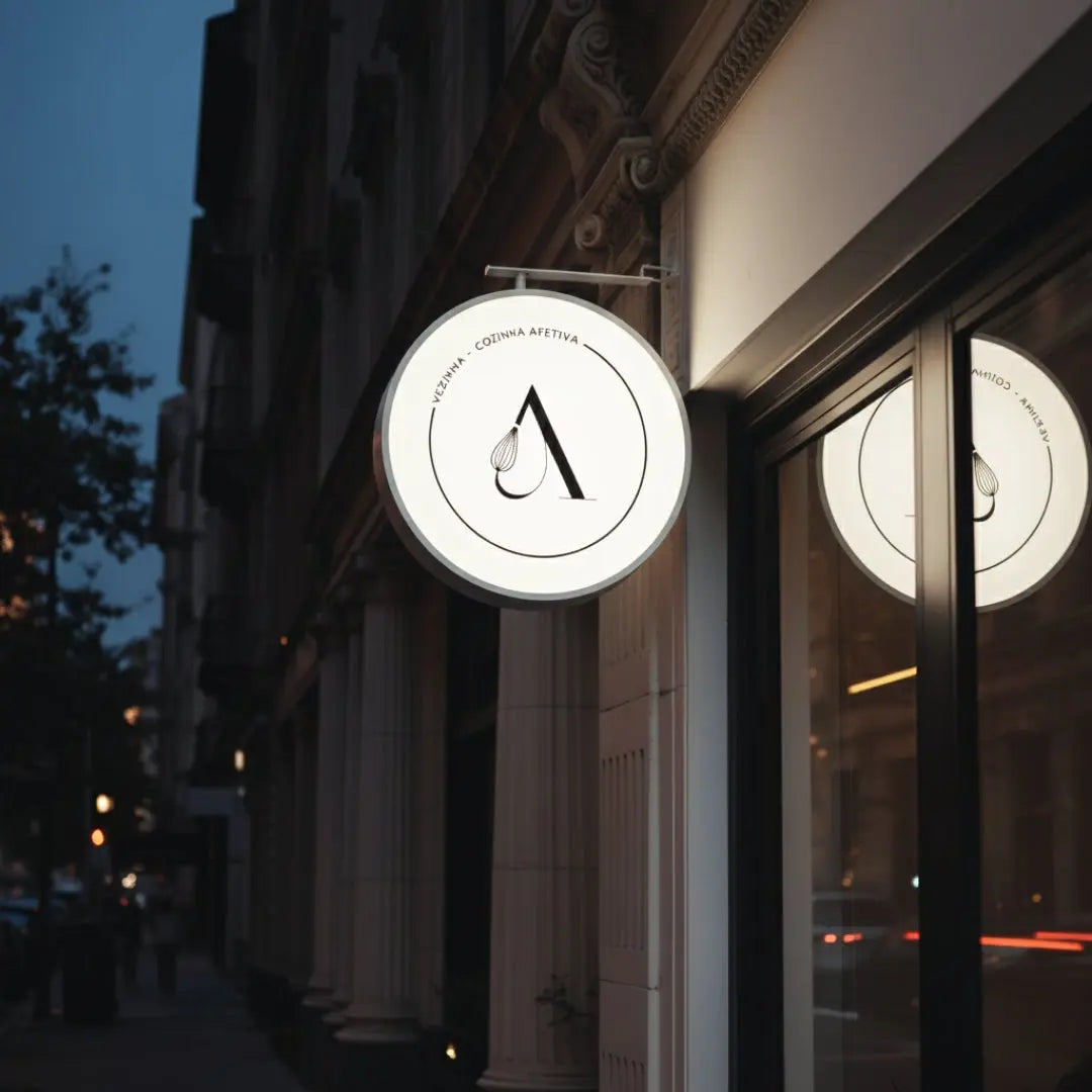 large round lightbox sign