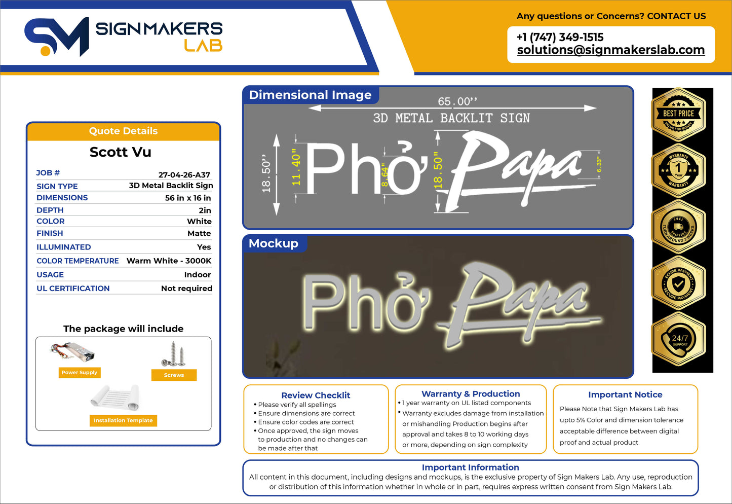 Pho Papa Business Signs