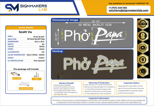 Pho Papa Business Signs