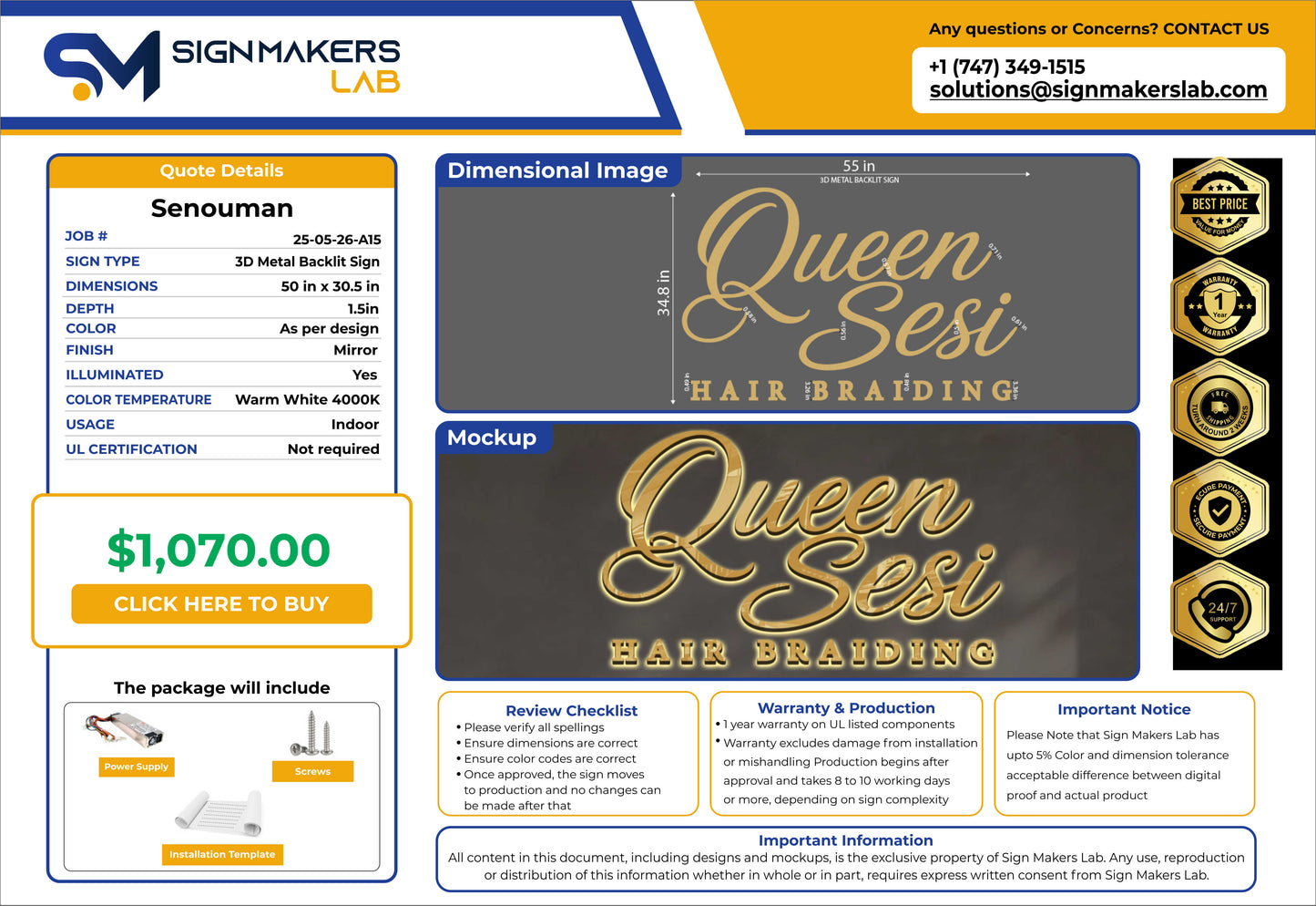 Queen Sesi Metal Backlit Sign