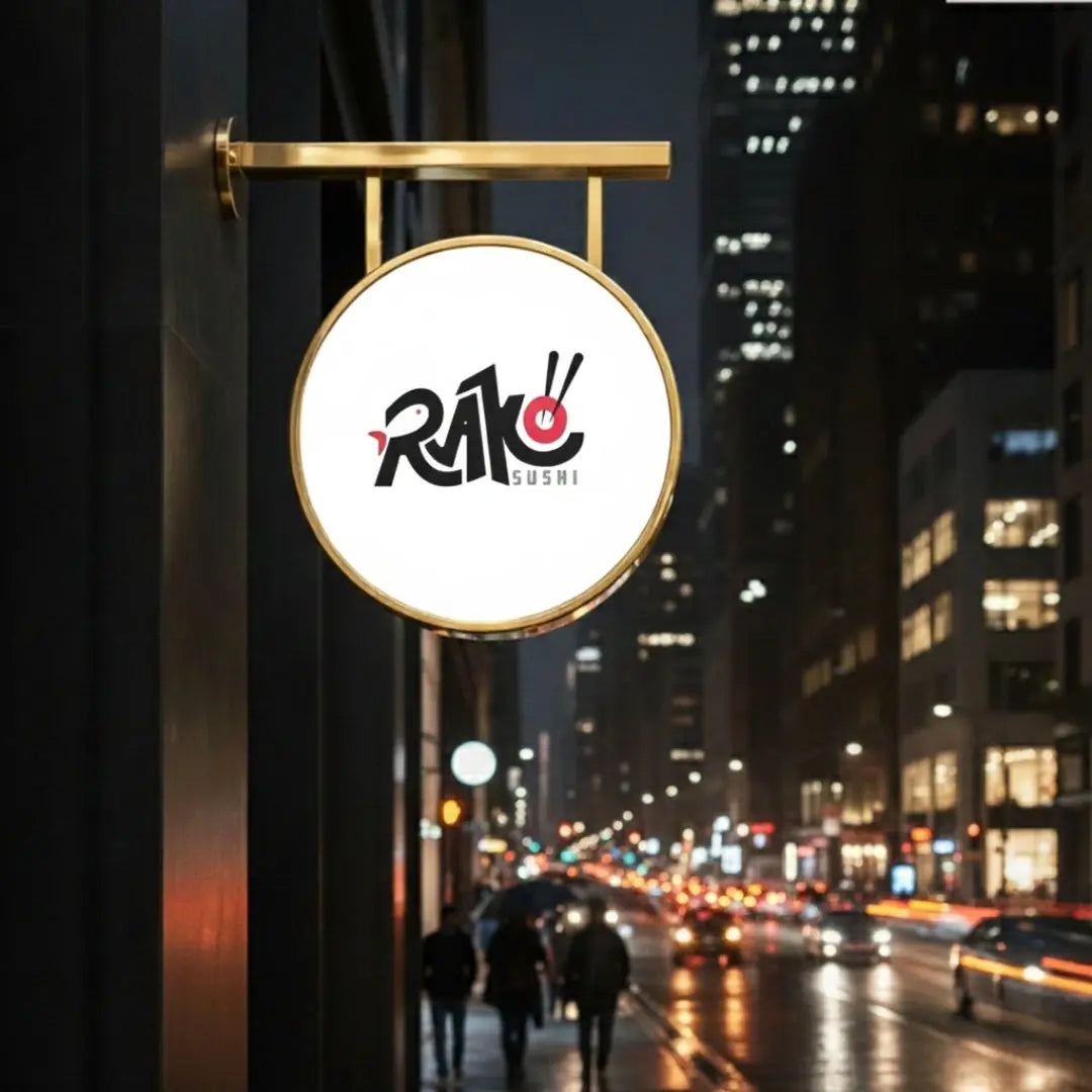 round lightbox sign for restaurants