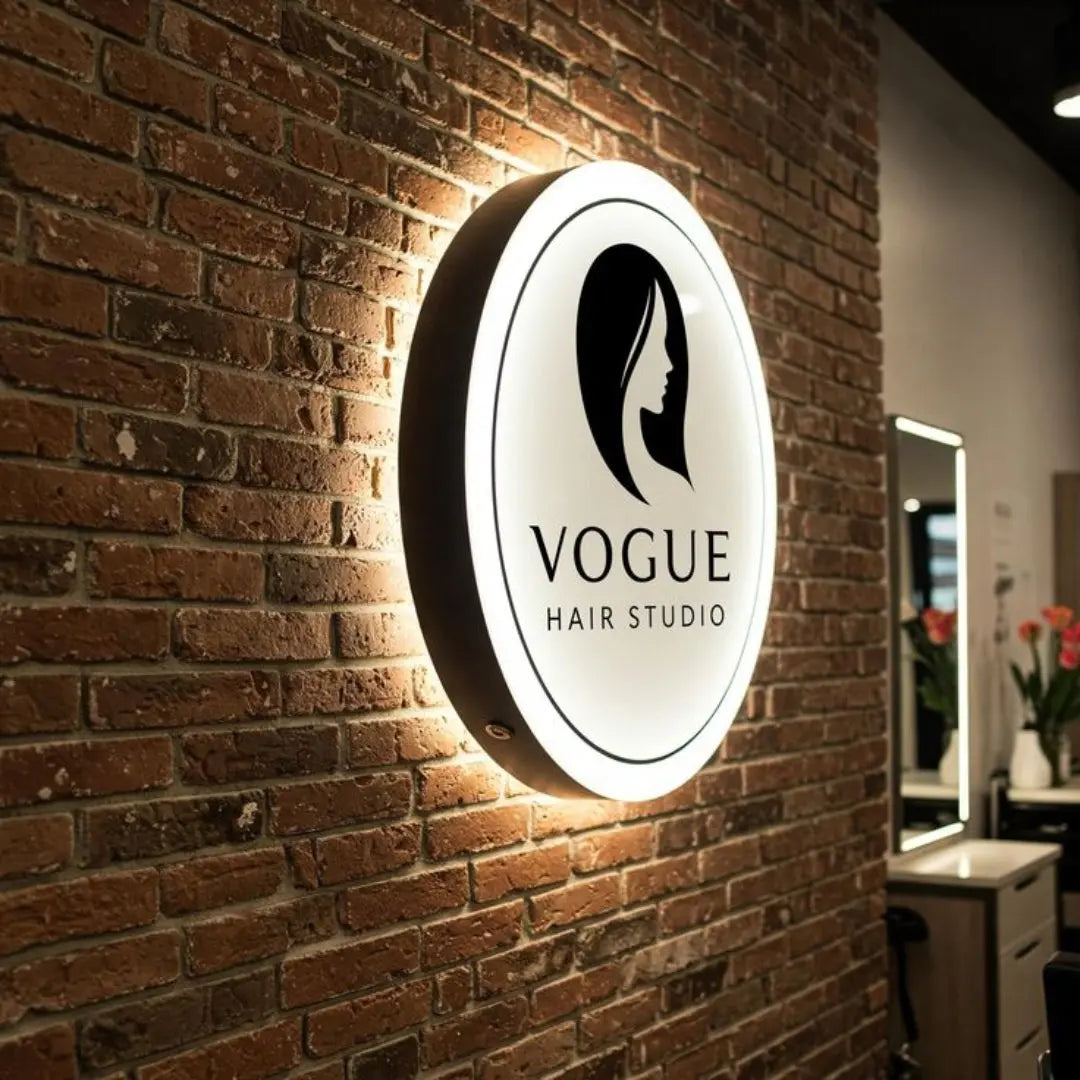 round lightbox sign mockup