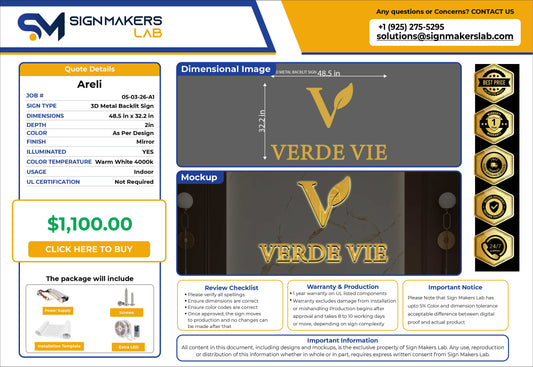 Verde Vie Metal Backlit Sign